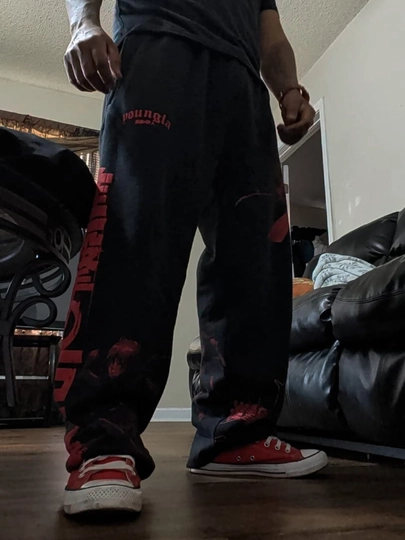 YoungLA X Attack on titan buggy pants in Red